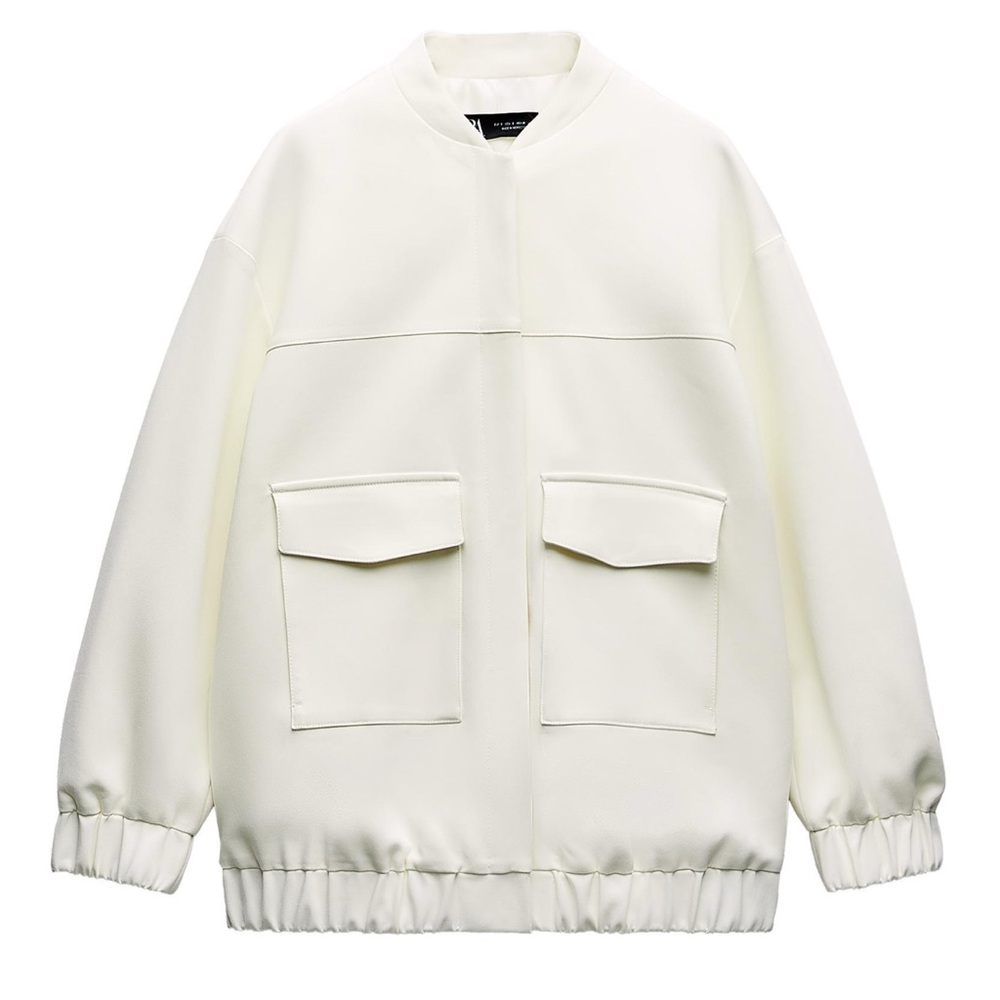 Zara Women's Cream Bomber Jacket